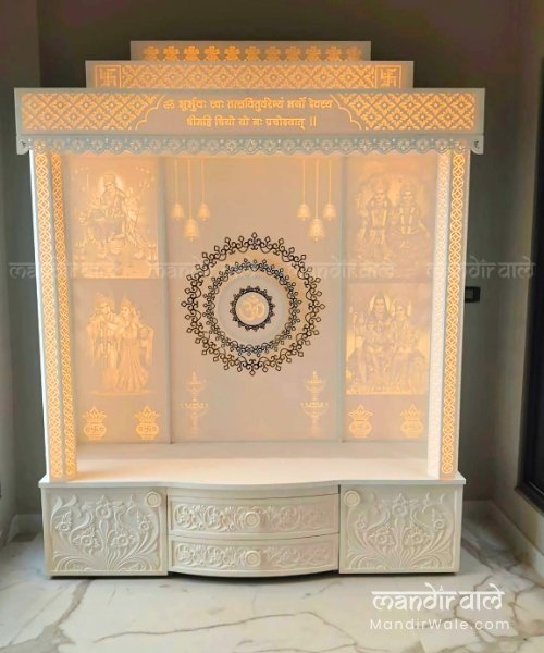 Big Corian Mandir Design for Home